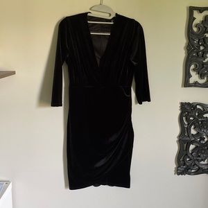 Lulus Black Velvet 3/4 Sleeve Dress